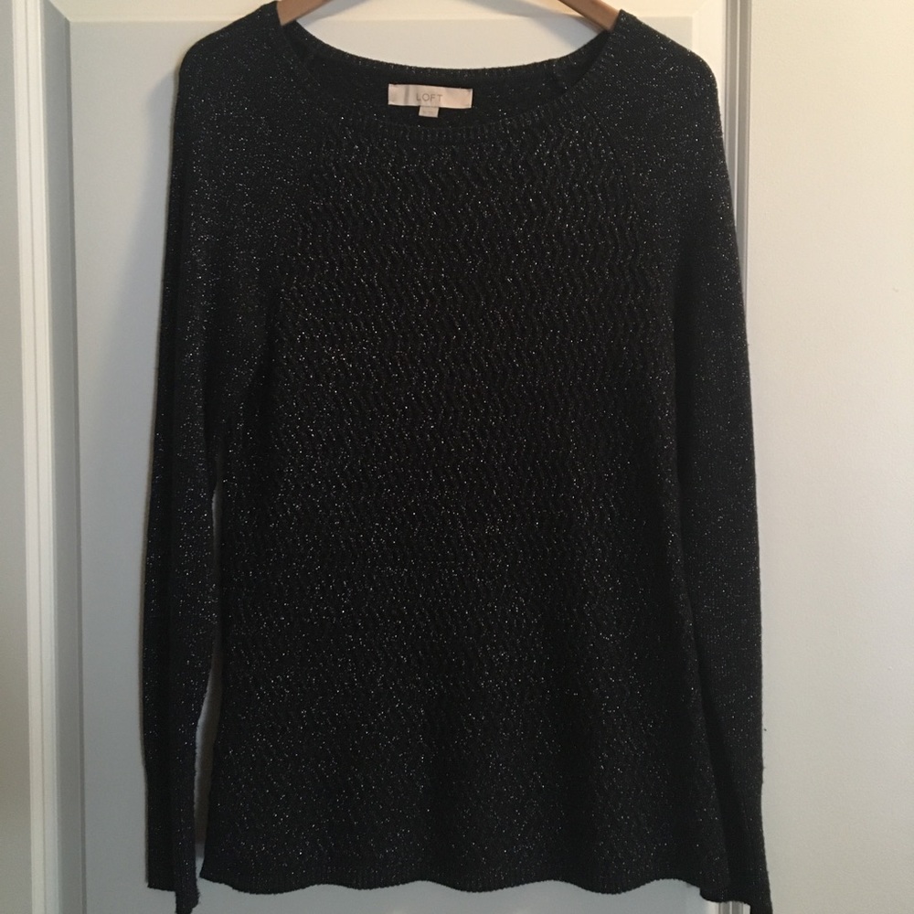 Loft XS Black and Silver sweater